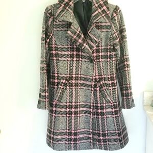 Gracia Fashion plaid long coat wool